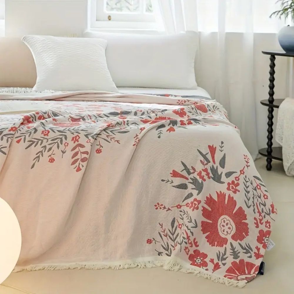 Versailles-Inspired Reversible Floral Cotton Blanket