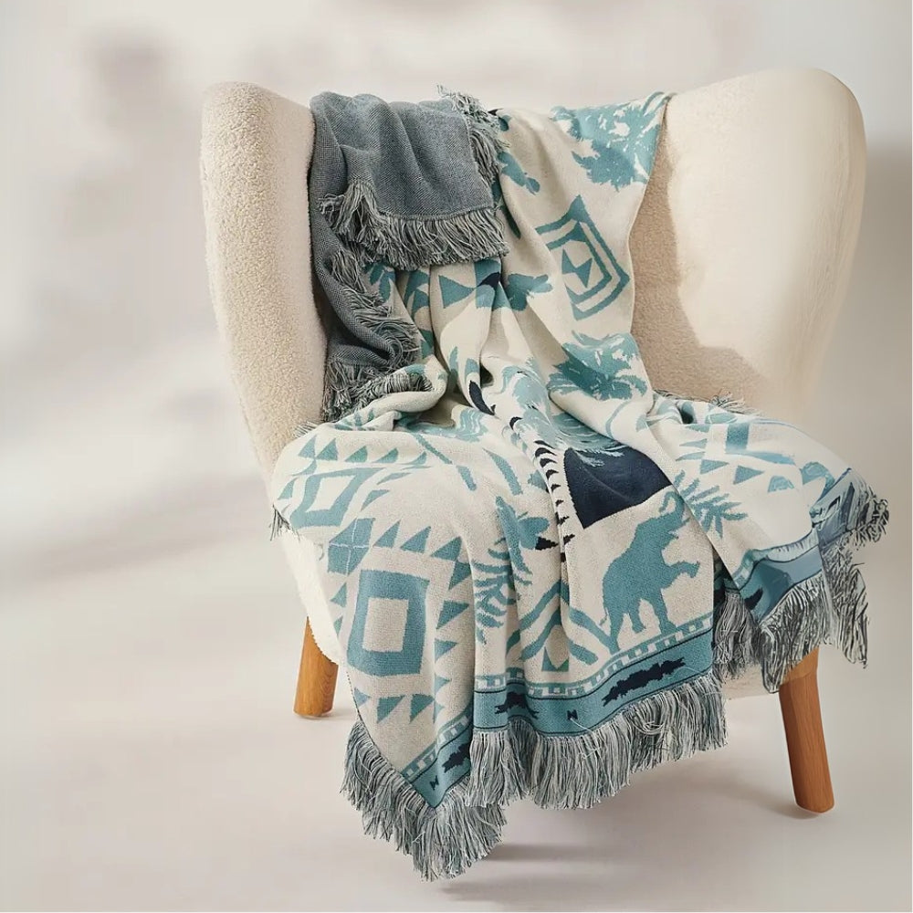 Azura Boho Geometric Cotton Knit Blanket
