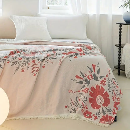 Versailles-Inspired Reversible Floral Cotton Blanket