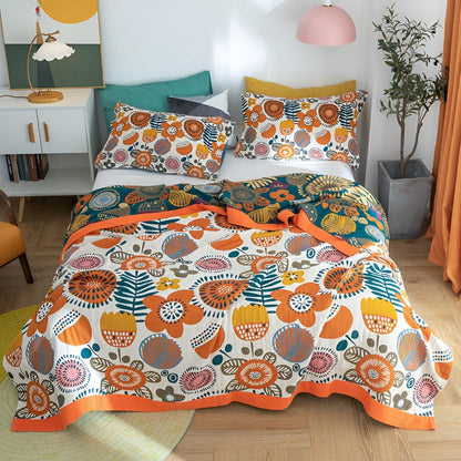 Boho Cartoon Flower Cotton Blanket
