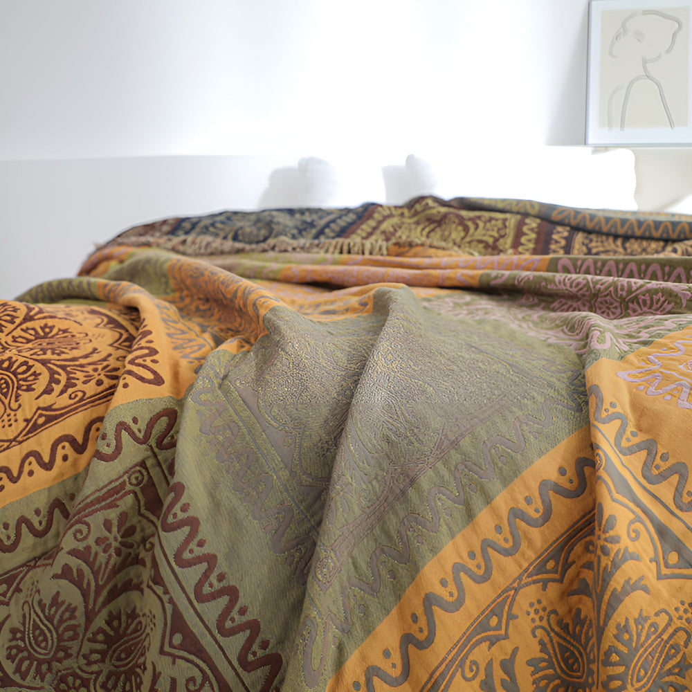 Mandala Tassel Cotton Throw Blanket