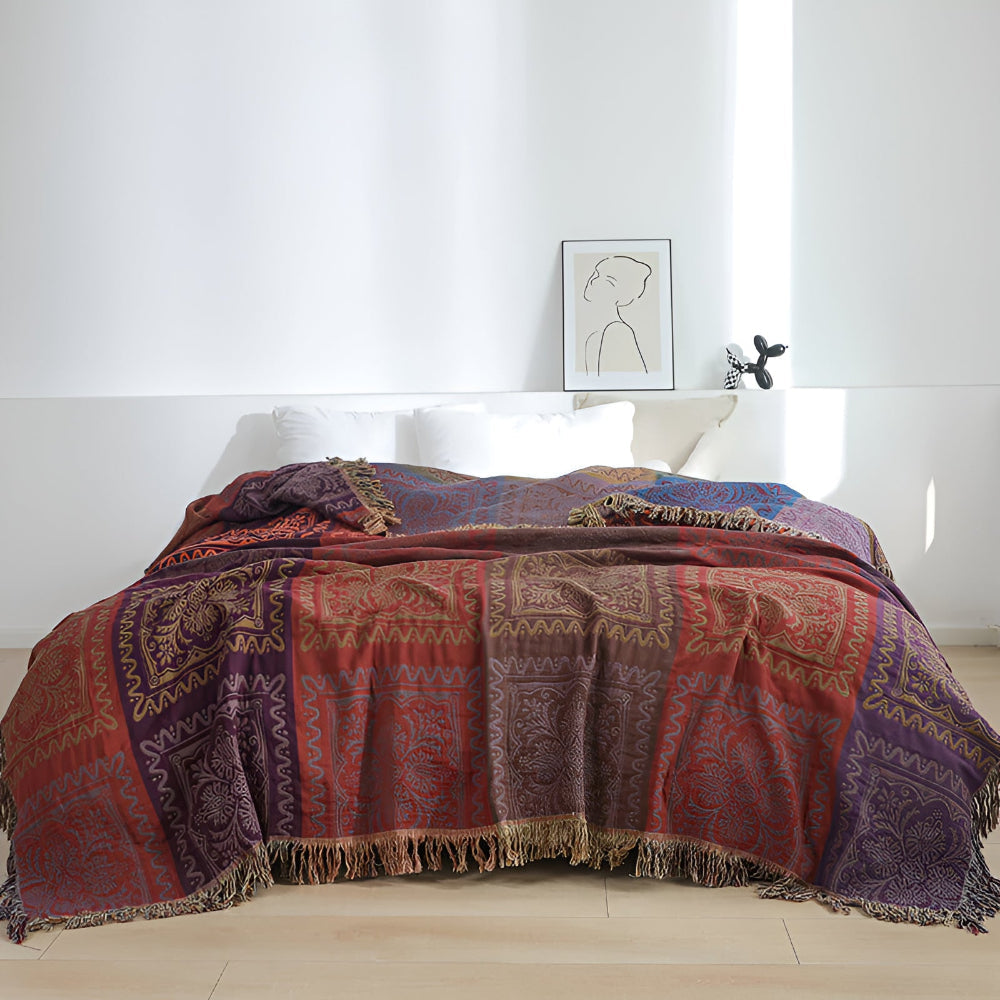 Mandala Tassel Cotton Throw Blanket