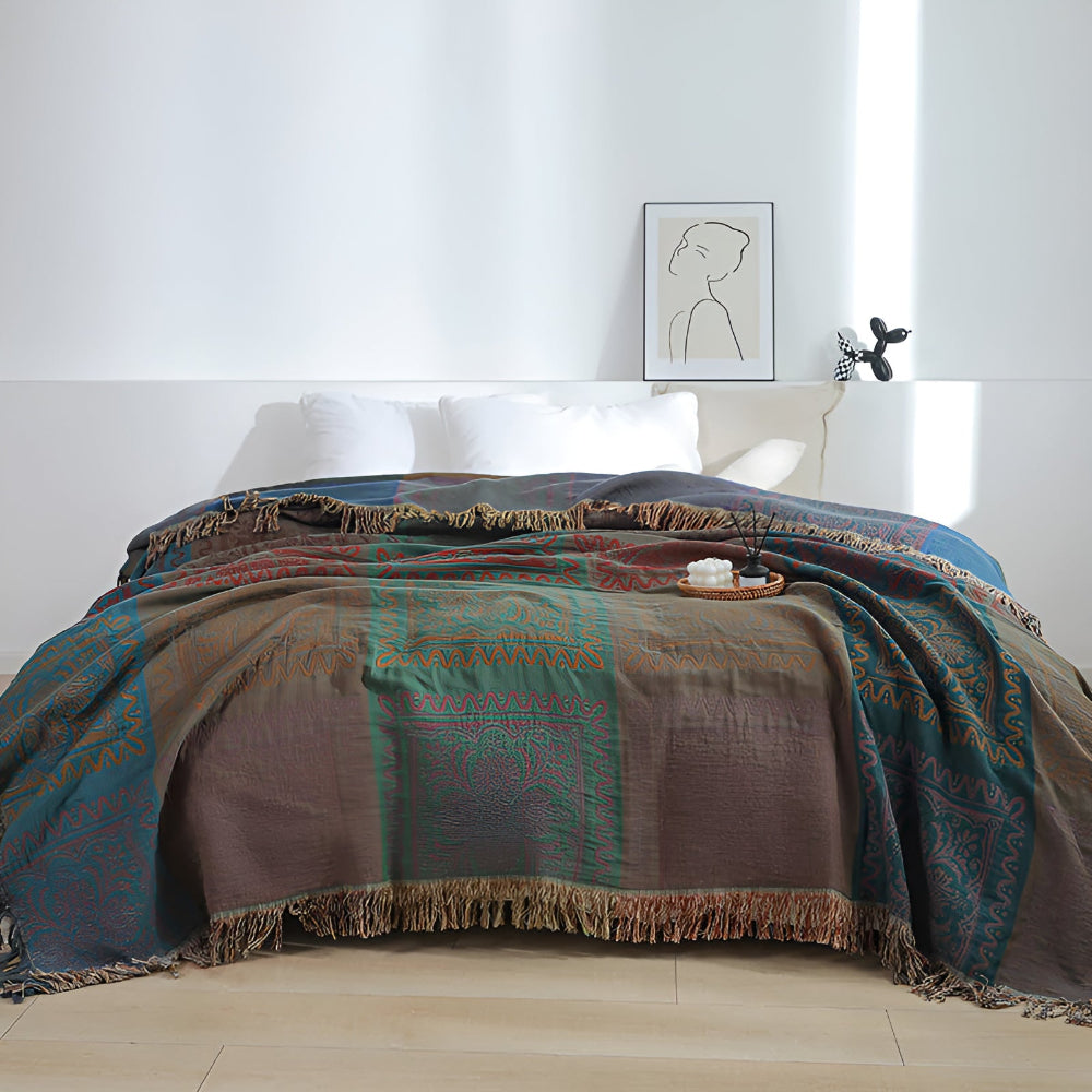 Mandala Tassel Cotton Throw Blanket