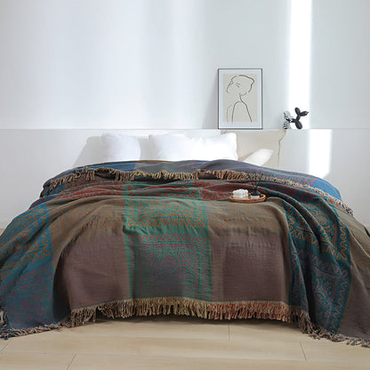 Mandala Tassel Cotton Throw Blanket