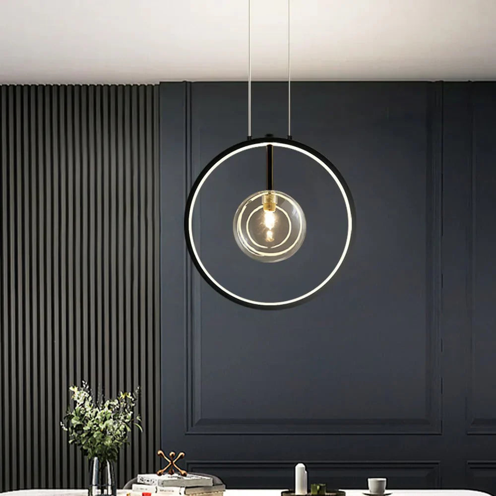 Elaris Minimalist Glass Ball Pendant Lamp Black