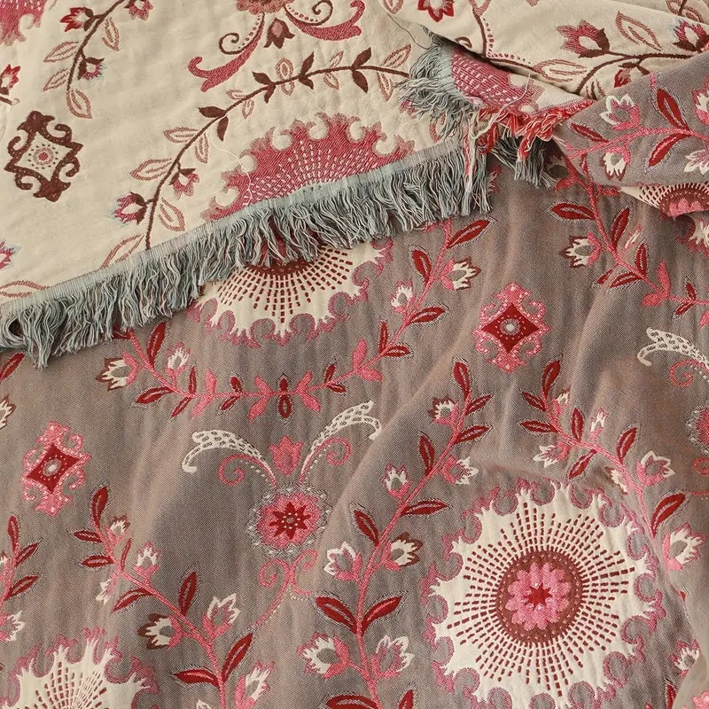 Retro Mandala Reversible Cotton Blanket