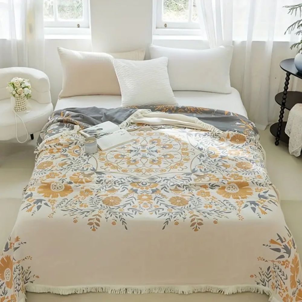 Versailles-Inspired Reversible Floral Cotton Blanket