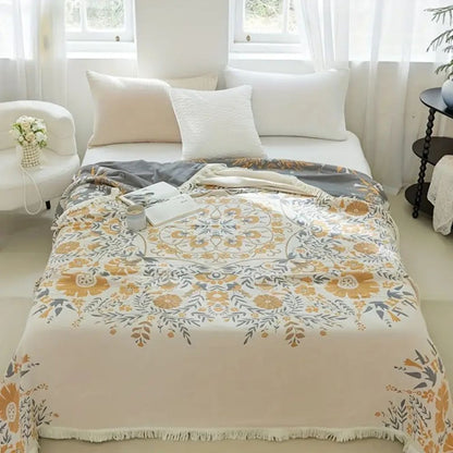 Versailles-Inspired Reversible Floral Cotton Blanket