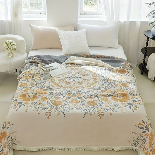 Versailles-Inspired Reversible Floral Cotton Blanket