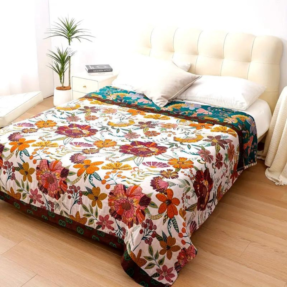 Charm Floral Cotton Blanket Throw