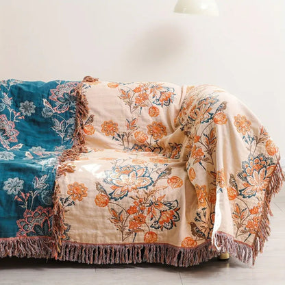 Rustic Cozy Boho Cotton Throw Blanket