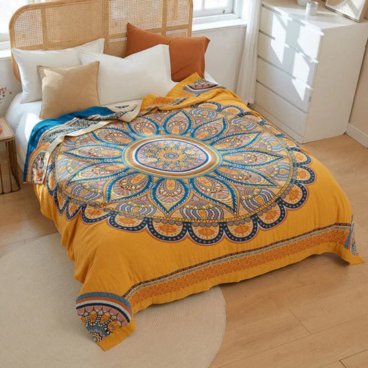 Golden Lotus Comfort Reversible Cotton Blanket