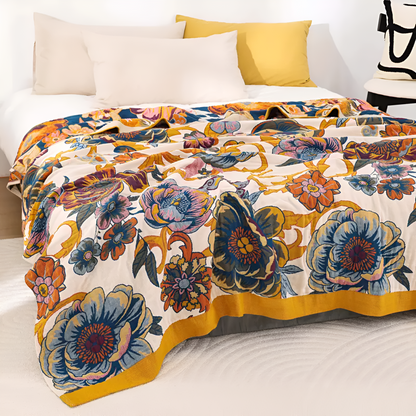 Soft Reversible Floral Cotton Blanket