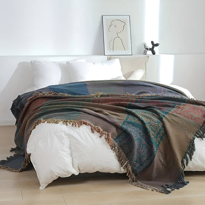 Mandala Tassel Cotton Throw Blanket