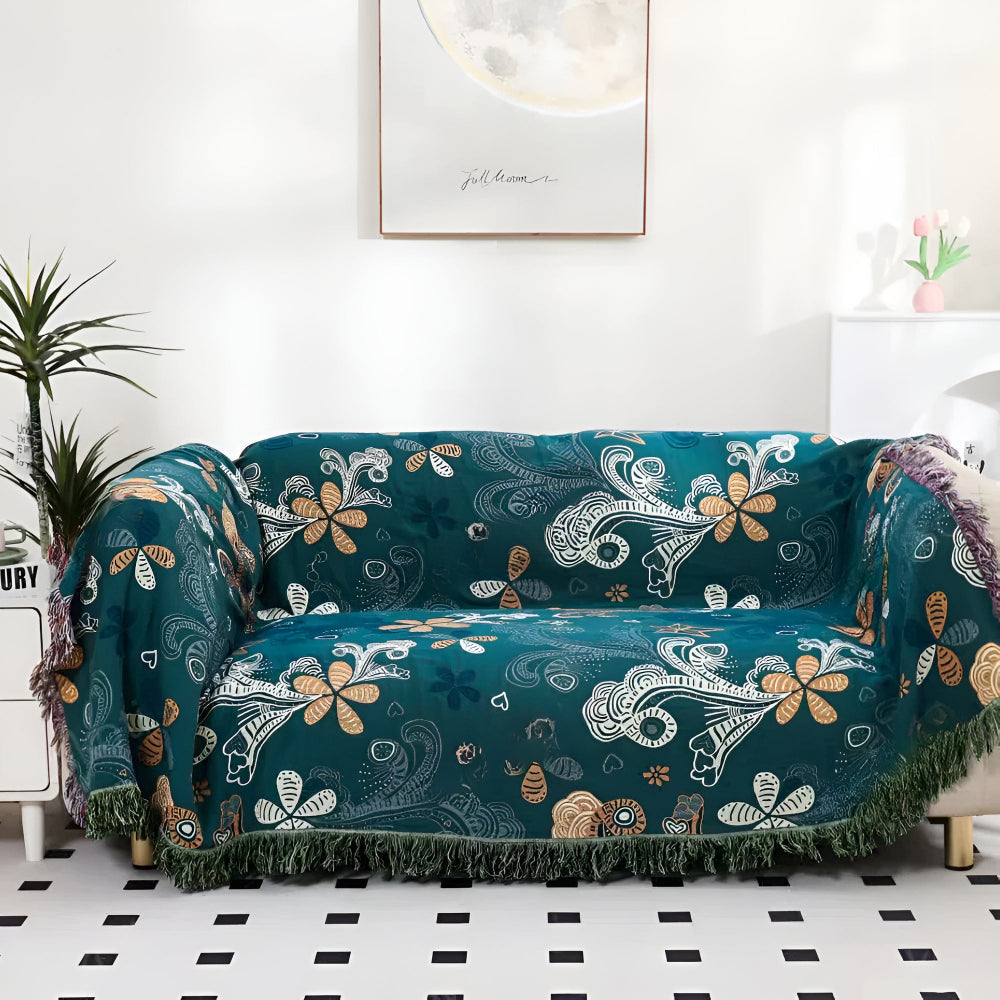 Exotic Floral Cotton Throw Blanket