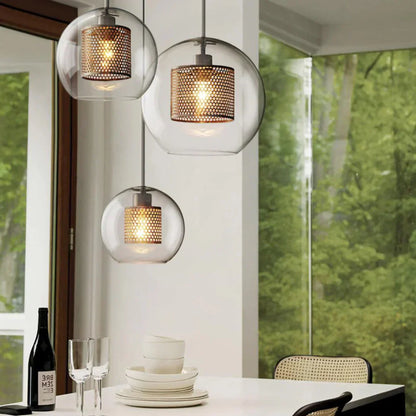 Haloir Design Hanging Lamp Dining Table Made of Glass