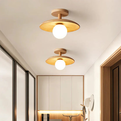 Orb Wooden Ceiling Lamp with LED Lighting