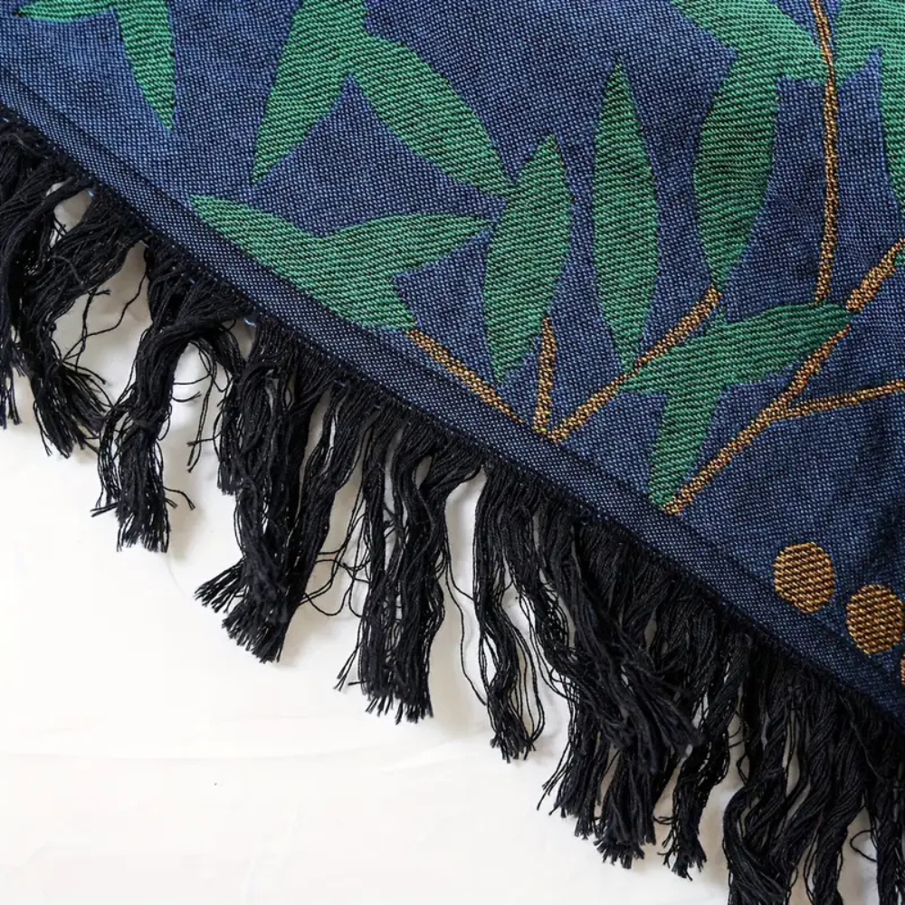 Vibrant Begonia Fruit Tassel Cotton Blanket