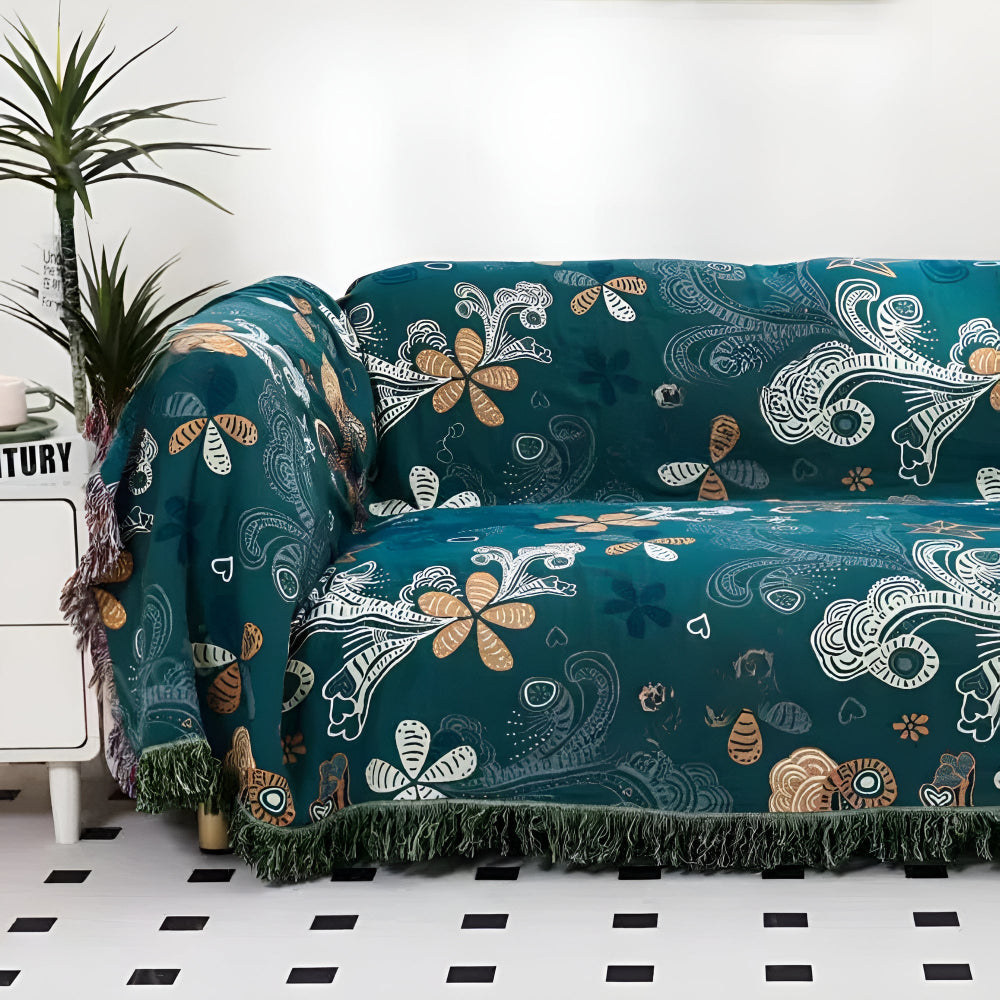 Exotic Floral Cotton Throw Blanket
