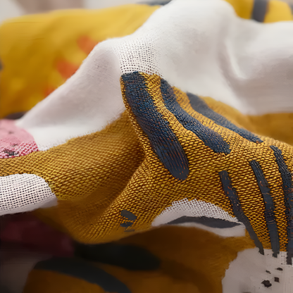 Whimsical Cat-Themed Reversible Cotton Blanket