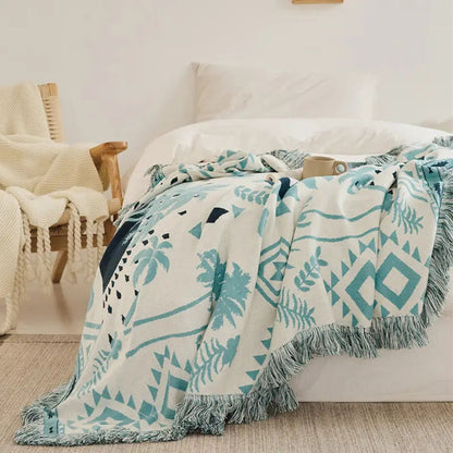 Azura Boho Geometric Cotton Knit Blanket