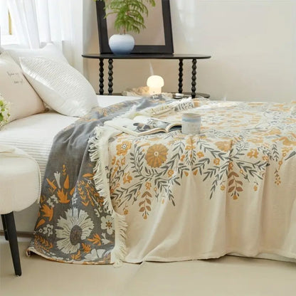 Versailles-Inspired Reversible Floral Cotton Blanket