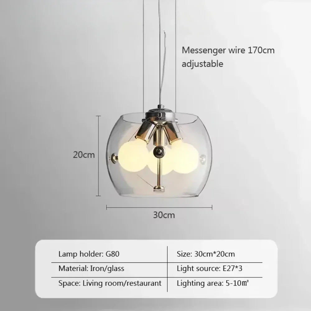 Aurion Modern Glass LED Pendant Light for Kitchen, Living Room, and Dining Room
