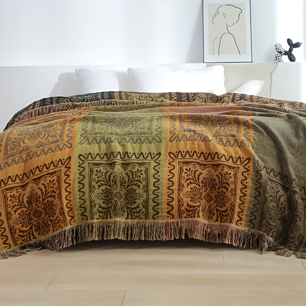 Mandala Tassel Cotton Throw Blanket