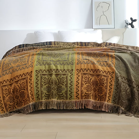 Mandala Tassel Cotton Throw Blanket
