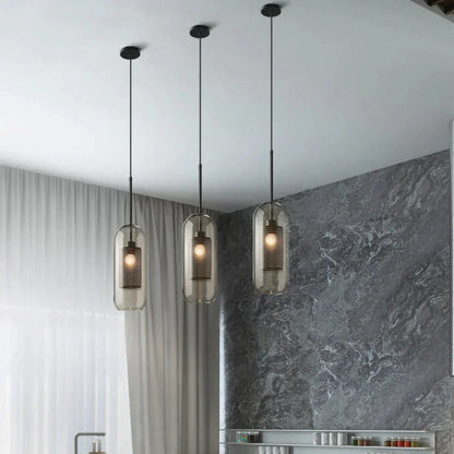 Haloir Design Hanging Lamp Dining Table Made of Glass