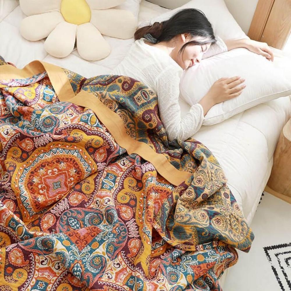 Sunrise Boho Reversible Cotton Blanket