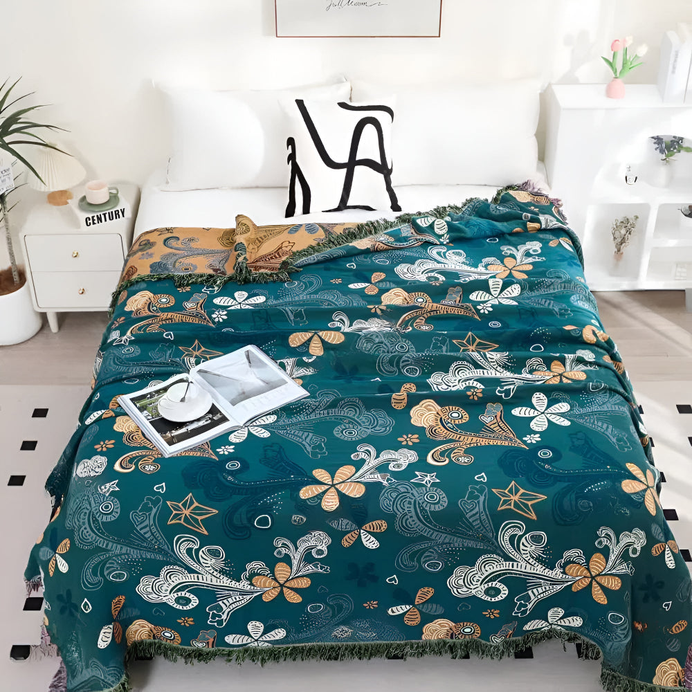 Exotic Floral Cotton Throw Blanket