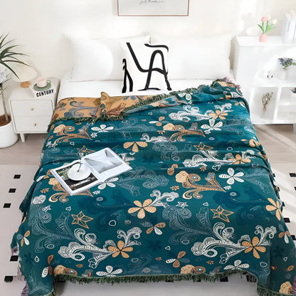 Exotic Floral Cotton Throw Blanket