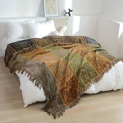 Mandala Tassel Cotton Throw Blanket