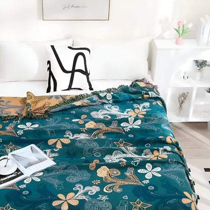 Exotic Floral Cotton Throw Blanket