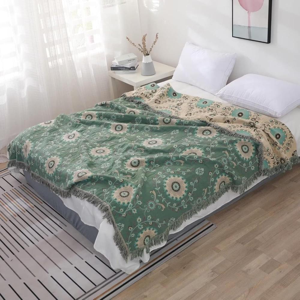Retro Mandala Reversible Cotton Blanket