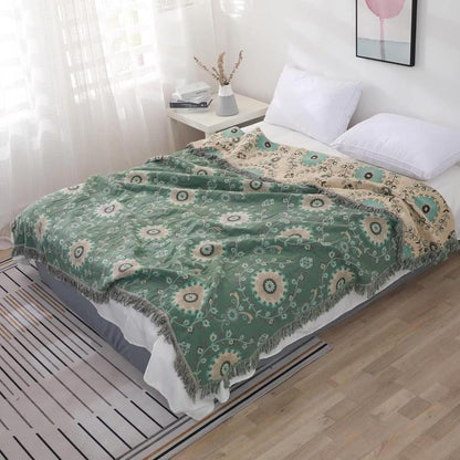 Retro Mandala Reversible Cotton Blanket