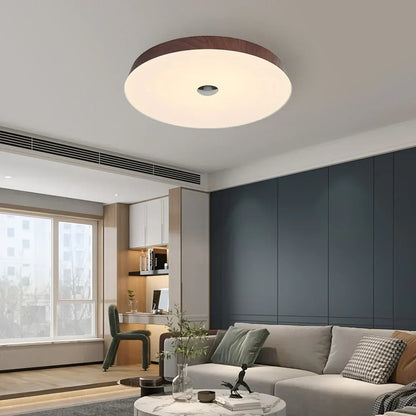 Evon Natural Wood Grain Round LED Ceiling Light