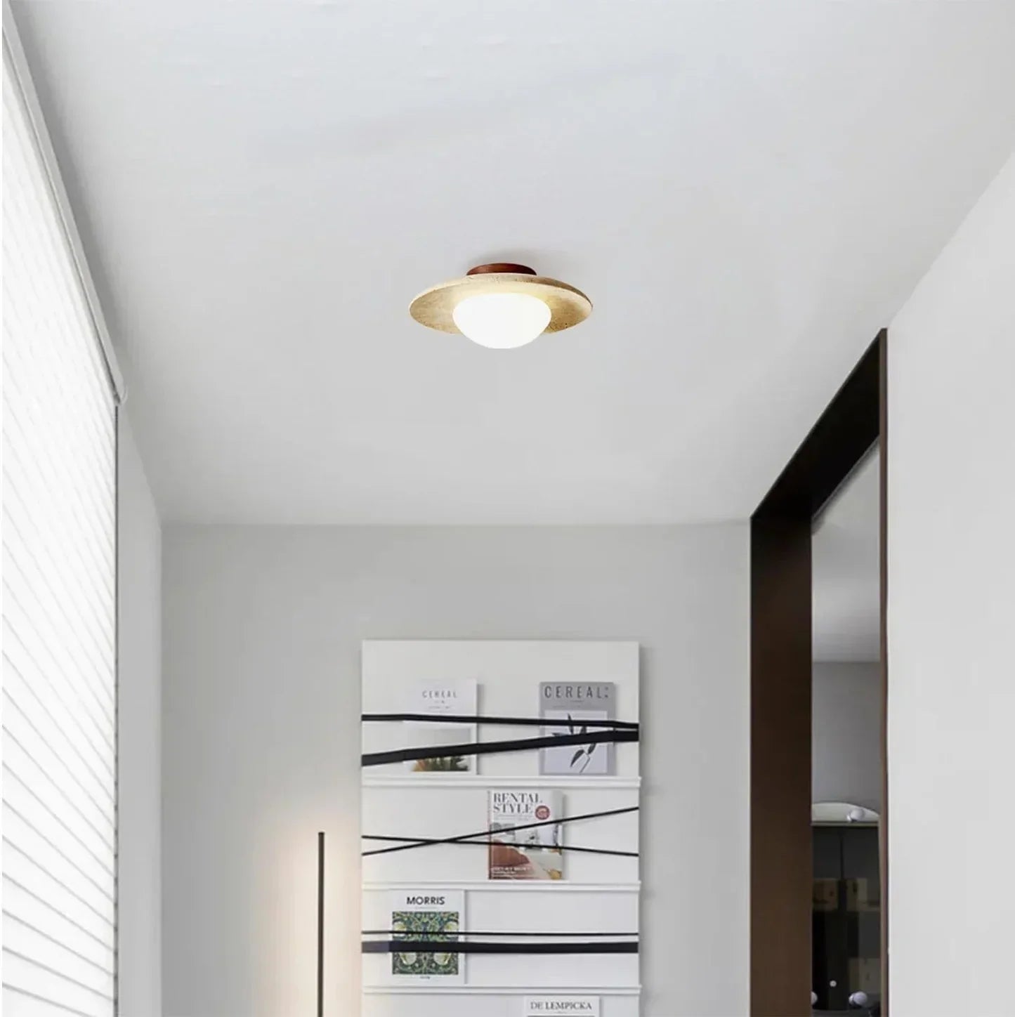 Lyonea Minimalist Travertine LED Ceiling Lamp