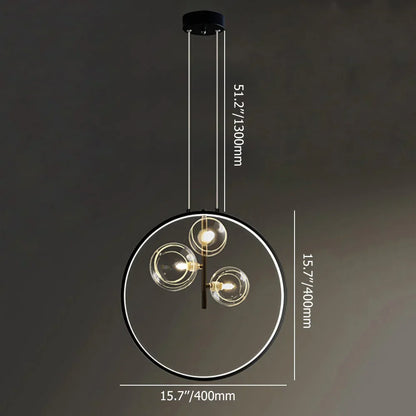 Elaris Minimalist Glass Ball Pendant Lamp Black