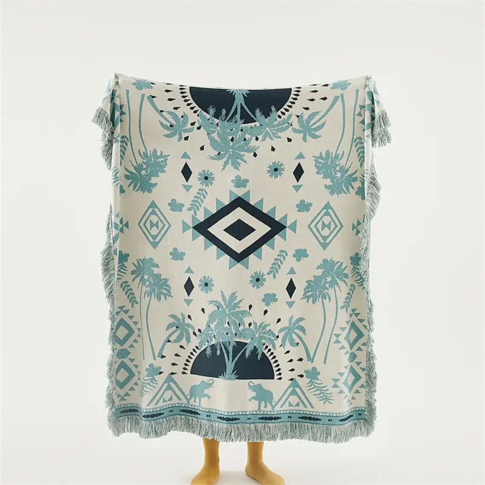 Azura Boho Geometric Cotton Knit Blanket