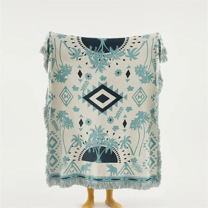Azura Boho Geometric Cotton Knit Blanket