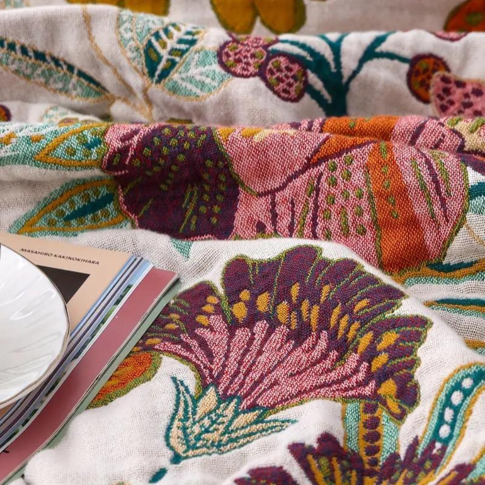 Charm Floral Cotton Blanket Throw