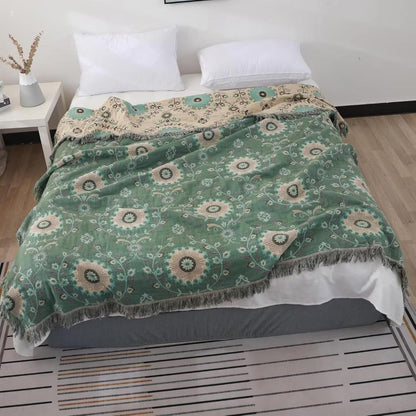 Retro Mandala Reversible Cotton Blanket