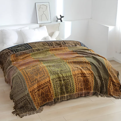 Mandala Tassel Cotton Throw Blanket