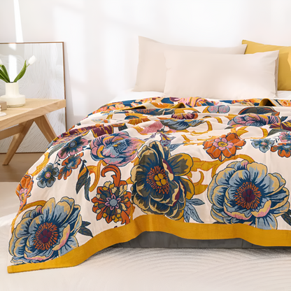 Soft Reversible Floral Cotton Blanket