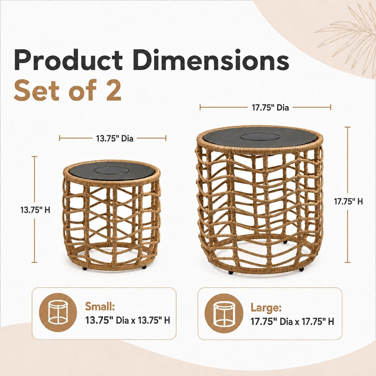Solar Outdoor Table (Set of 2)
