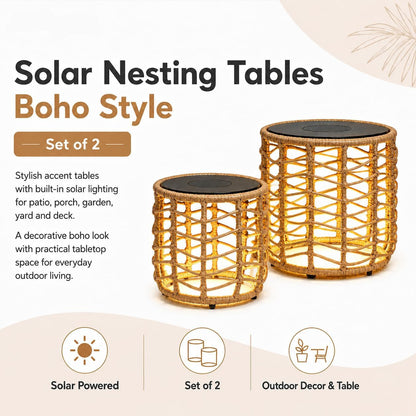 Solar Outdoor Table (Set of 2)