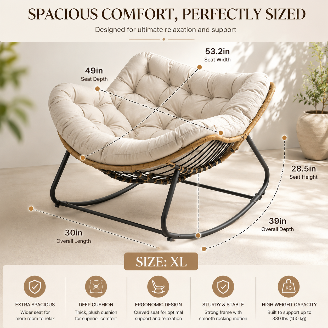 Outdoor Papasan Rocking Chair