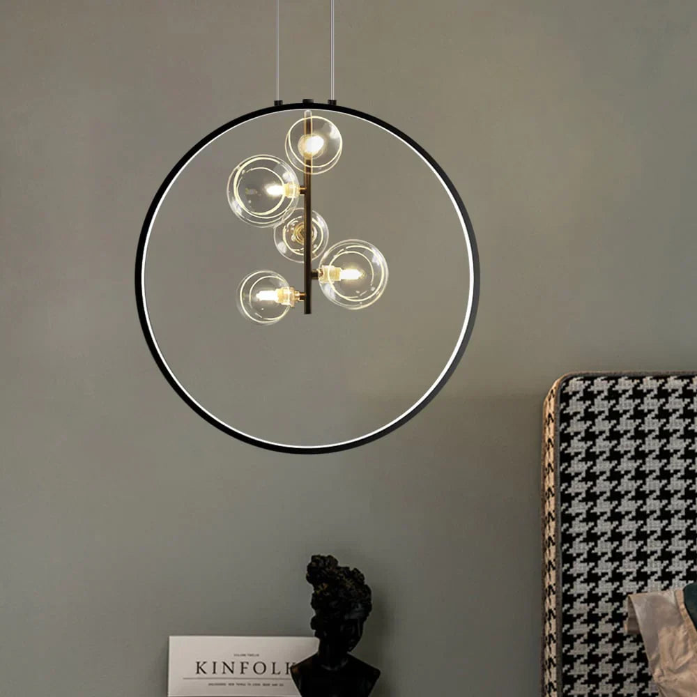 Elaris Minimalist Glass Ball Pendant Lamp Black